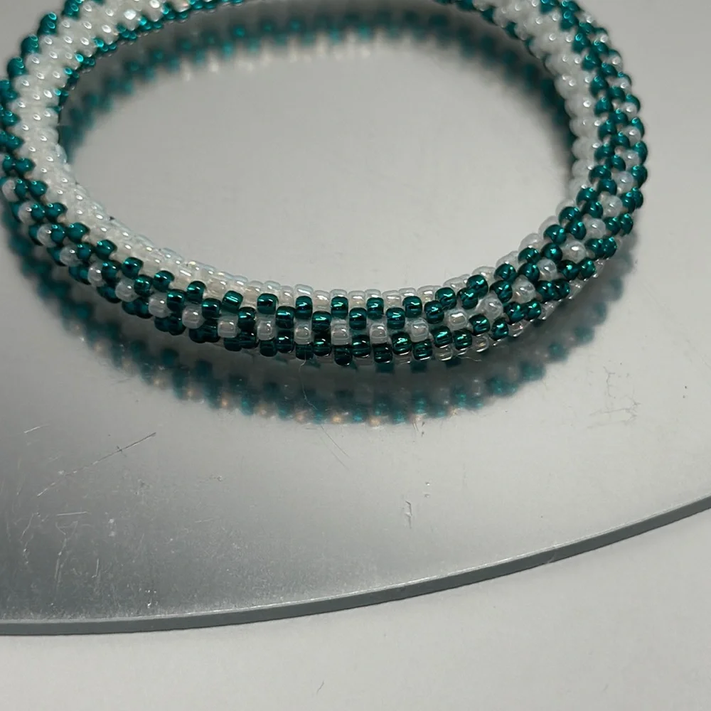 Sashka White & Blue Bracelet 7”Original Size - #332 - Picture 2 of 2
